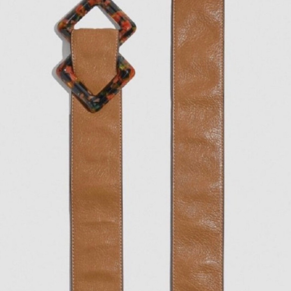 Coach Leather Tan Double Diamond Bakelite Small belt slouchy Boho vintage 70’s - Picture 2 of 11
